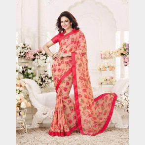 Vinay’s soft Printed Georgette Sharee with beautiful embroidered blouse piece  